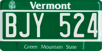 VT license plate BJY524