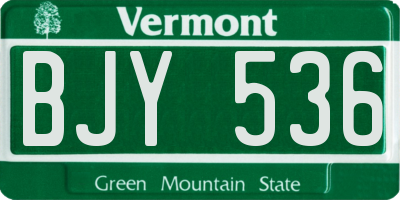VT license plate BJY536