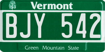 VT license plate BJY542