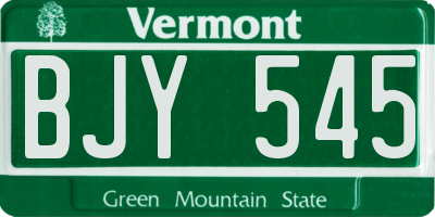 VT license plate BJY545