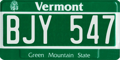 VT license plate BJY547