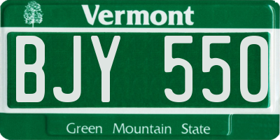 VT license plate BJY550