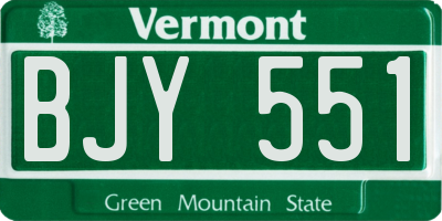 VT license plate BJY551
