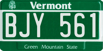 VT license plate BJY561