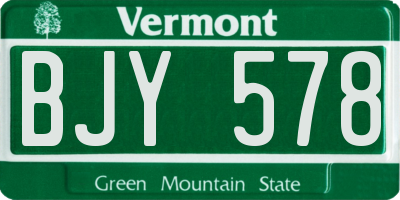 VT license plate BJY578