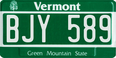VT license plate BJY589