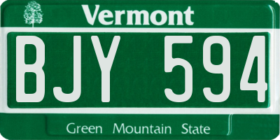 VT license plate BJY594