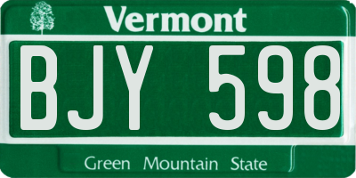 VT license plate BJY598