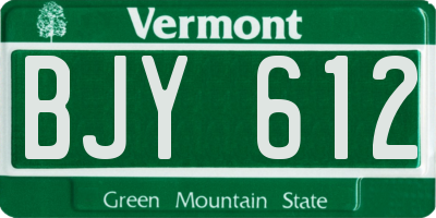 VT license plate BJY612