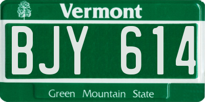 VT license plate BJY614