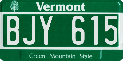 VT license plate BJY615