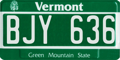 VT license plate BJY636