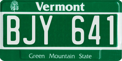 VT license plate BJY641