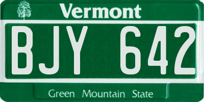 VT license plate BJY642