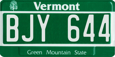 VT license plate BJY644