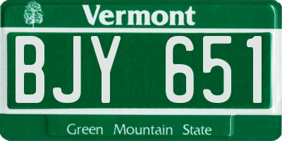 VT license plate BJY651