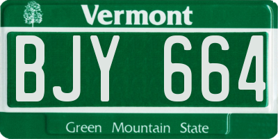 VT license plate BJY664