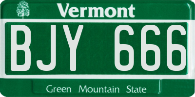 VT license plate BJY666