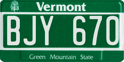 VT license plate BJY670