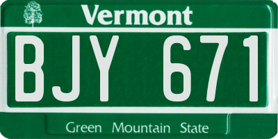 VT license plate BJY671