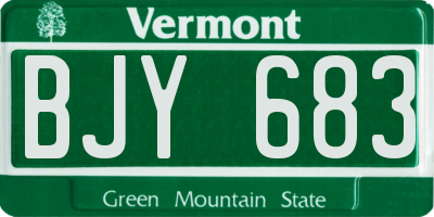 VT license plate BJY683