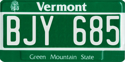 VT license plate BJY685