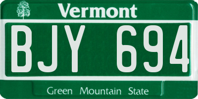 VT license plate BJY694