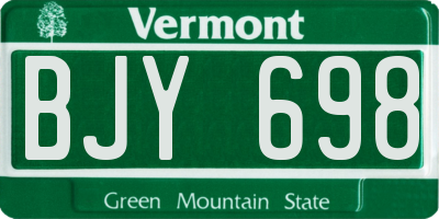 VT license plate BJY698