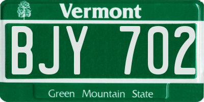 VT license plate BJY702