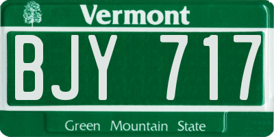 VT license plate BJY717