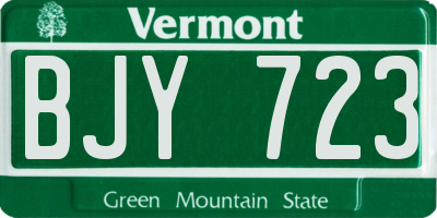 VT license plate BJY723