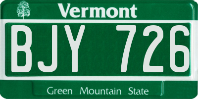 VT license plate BJY726