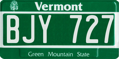 VT license plate BJY727