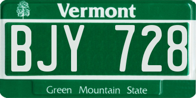 VT license plate BJY728