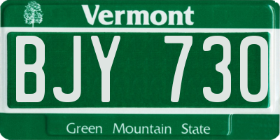 VT license plate BJY730