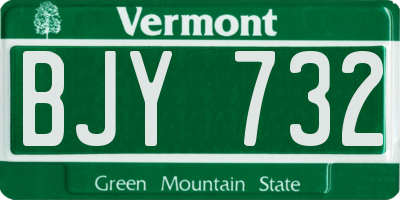 VT license plate BJY732