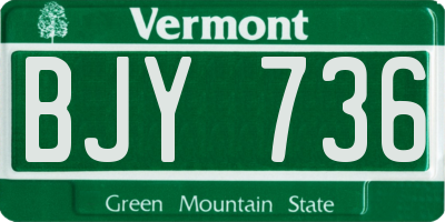 VT license plate BJY736
