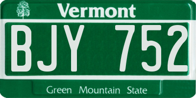 VT license plate BJY752