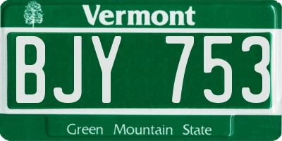 VT license plate BJY753