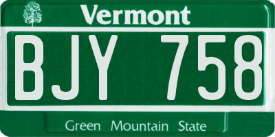 VT license plate BJY758