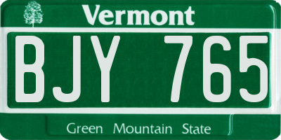 VT license plate BJY765