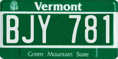 VT license plate BJY781