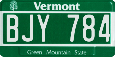 VT license plate BJY784