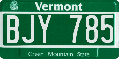 VT license plate BJY785
