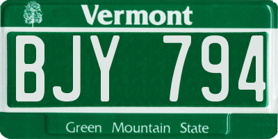 VT license plate BJY794