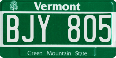 VT license plate BJY805
