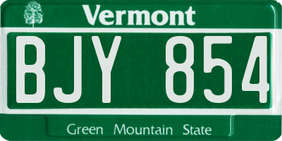VT license plate BJY854