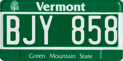 VT license plate BJY858