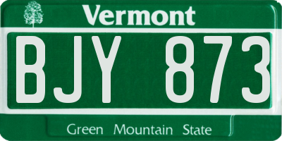 VT license plate BJY873