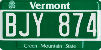 VT license plate BJY874